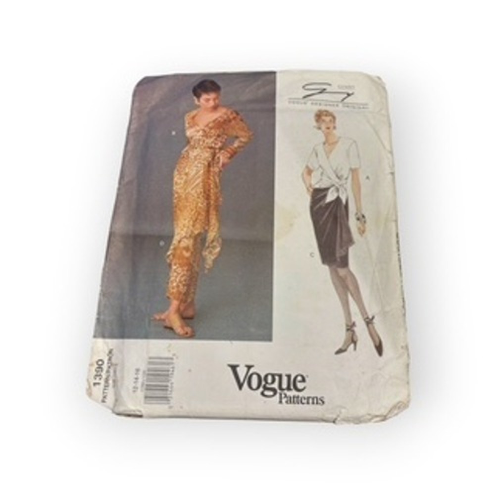 Vogue 1390 Sewing Pattern Genny Designer Wrap Top Skirt Uncut Size 12-14-16